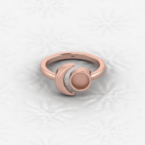 Bague vierge de 6 mm en argent sterling 925 véritable de haute qualité, avec monture en forme de croissant de lune, pour la création de bijoux DIY (cendres, résine, lait maternel) - Product Image 3
