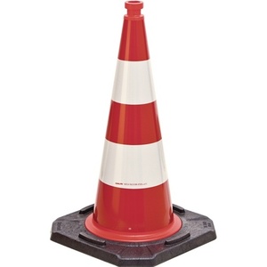 Cône de signalisation BAST testé TL H.500mm avec 2 bandes G.3 20kg 33x33cm, autocollants réfléchissants promotionnels et lumières - Product Image 1