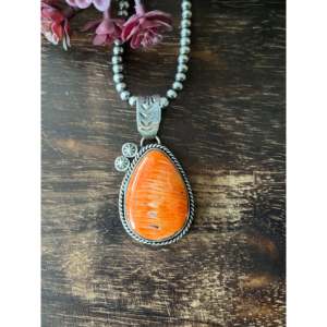Colgante de Estilo Étnico Navajo con Ostra Espinosa y Plata de Ley, con Engaste de Bisel, Chapado en Oro Rosa y Rodio, Joyería con Dije - Product Image 1
