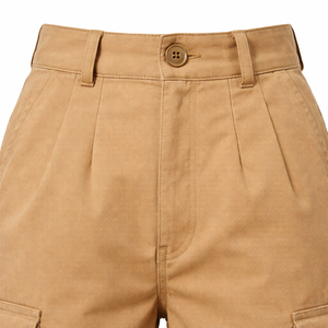 Pantalon cargo sur mesure pour femme, taille haute, coupe ample à jambe large avec poches à rabat, fabricant de marque privée - Product Image 4