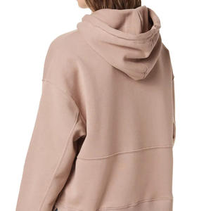 Sudaderas y sudaderas con capucha para mujer Sudadera con capucha de algodón orgánico 100% para mujer Sudaderas con capucha holgadas cortas personalizadas a la venta - Product Image 4
