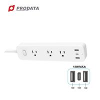 Multiprise USB 18W avec ports de charge et connecteurs DP, VGA, DVI, Type-C, et prises secteur AC+DC pour appareils électroménagers