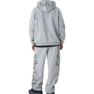 Lettre personnalisée impression et la figure hommes survêtement DTG impression sweat à capuche pantalon évasé décontracté 2 pièces ensemble - Product Image 2