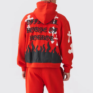 Sweat-shirts unisexes surdimensionnés pour hommes, imprimés sur mesure, de haute qualité, pour l'hiver, streetwear, impression de logo personnalisée, impression en relief, 100% coton, imperméables - Product Image 2