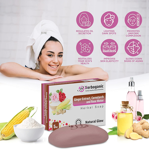 สบู่สมุนไพรเฮอร์โบแกนิค ขิง แป้งข้าวโพด แร่ธาตุ น้ำกุหลาบ ลดสิว ทำความสะอาดผิว บำรุงผิว ผลิตภัณฑ์ธรรมชาติ ออร์แกนิค ทำมือ แบบก้อน - Product Image 3