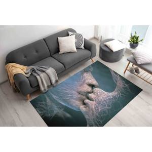 Tapis imprimé avec un motif abstrait de couple s'embrassant, design sensuel, avec un tapis moelleux à poils longs - Product Image 4