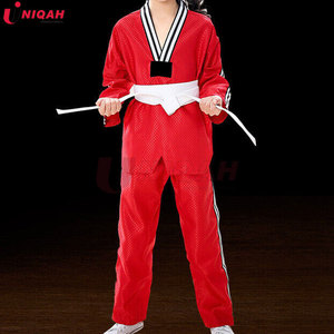 เครื่องแบบผ้าฝ้ายสีขาวน้ำหนักเบาผลิตจากโพลีเอสเตอร์สำหรับเทควันโดยูโดกิแบบกำหนดเองได้ - Product Image 6