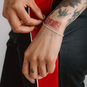 Plata de Ley 925 de 2mm con cadena chapada en oro blanco de 14K, pulsera de tenis de moissanita para mujer, regalos, joyería al por mayor - Product Image 3