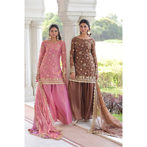 Última Colección de Diseñador de Ropa Tradicional India, Colección Sharara de Material Fendy, Traje Sharara para Mujer - Product Image 1