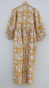 Kavya Midi <b>Dress</b> Marigold Floral <b>Boho</b> Midi <b>Dress</b> <b>Summer</b> Cotton <b>Dress</b> Elegant Casual - Product Image 4