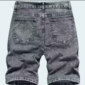 กางเกงขาสั้นผ้ายีนส์สีทึบของผู้ชายกางเกงขาสั้นผ้ายีนส์ทรงถุงเอวกลางแบบทางการน่ารักใส่โลโก้ได้ตามต้องการ - Product Image 2