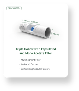 Drievoudige filter met capsule en monofilter, multi-segment tabakfilter, drievoudig koolstoffilter met capsule en acetaat monofilter - Product Image 2