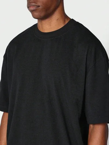Custom Made Men's Oversized Boxy Cropped Fit T-<b>Shirt</b> 350gsm Heavyweight Knitted <b>White</b> <b>Plain</b> Digital Printed Crew Neck Design - Product Image 5