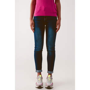 Pantalon en jean skinny taille haute Legacy Luxe respirant et extensible, délavage mi-soleil, taille 2XL, style simple et urbain pour femme - Product Image 1