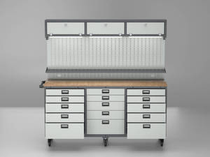 All-in-One Garage Workbench with Pegboard, Upper Cabinets & <b>Drawer</b> Tool Storage System Heavy Duty <b>Workshop</b> Station - Product Image 4