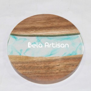 Juego de 4 Posavasos de Madera Vintage con Diseño de Árbol, Lago y Desierto, Posavasos de Madera de 4 Pulgadas para Bebidas, Decoración del Hogar, Regalo - Product Image 1