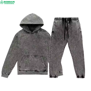 Survêtement unisexe en polaire 100 % polyester Behram International, délavé à l'acide, 450 GSM, effet vieilli, idéal pour l'hiver, décontracté, sur mesure, pour le jogging - Product Image 5