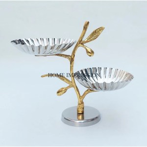 Metal Table Decorative Home Kitchen Baking <b>Cake</b> Tools Premium Quality Round Shape Metal 2 <b>Tier</b> Latest Designing <b>Cake</b> <b>Stand</b> - Product Image 1