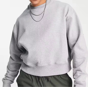 Sudadera de Jersey de alta calidad para hombre de tamaño personalizado 100% algodón costilla cuello redondo sudadera recortada en blanco sudadera para hombre personalizada - Product Image 5