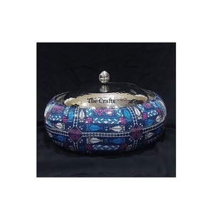 Design attrayant en bois et Meena travail marmite de service alimentaire avec couvercle en acier vaisselle de qualité supérieure casserole marmite - Product Image 1