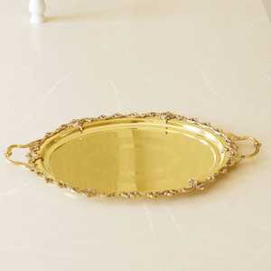 Plateau de service traditionnel en laiton Maharaja, fait main, vaisselle royale indienne pour le thé, le café, les fruits secs et la mise en place d'une table de luxe - Product Image 1