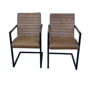 Chaise de salle à manger réglable en cuir véritable au design moderne et de luxe avec pieds en métal pour la maison, le bar et l'appartement. - Product Image 4