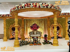 Magnifique Mandap de mariage indien en bois sculpté de fleurs, Mandap de mariage en bois sculpté à la main, Mandap de mariage très tendance - Product Image 4