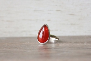 Bague en cornaline en argent sterling 925 faite à la main poire pierre précieuse réglage incrustation classique anniversaire de mariage cadeau de saint valentin - Product Image 3