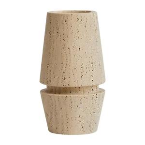 Vase en pierre de travertin de qualité supérieure, décoration minimaliste moderne, texture naturelle durable, parfait pour des accents d'intérieur élégants - Product Image 4