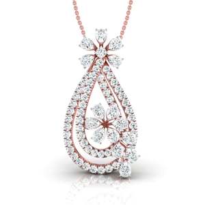 Colgante de diamante redondo Twinkling Pear de 1.24 ct, color E-F, claridad VVS-VS, diamante cultivado en laboratorio en oro de 14K, para ocasiones especiales y fiestas. - Product Image 3