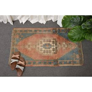 Classique Rouge Bleu 1.8 X 3.1ft Grande Surface Turc Laine Jute Tapis Patchwork Motif pour Entrée Couloir Chambre 10mm Épaisseur Latex - Product Image 4