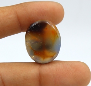 Cabujón de Ágata Natural de Doble Ojo, Corte Ovalado Liso, Piedra Preciosa de 25X20X9MM para la Fabricación de Joyas - Product Image 2