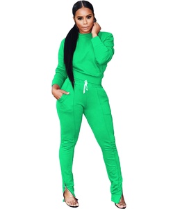 Automne hiver vêtements pour femmes en gros personnalisé chaud femmes pull costume solide mode sport deux pièces ensemble ample survêtement ensemble - Product Image 1