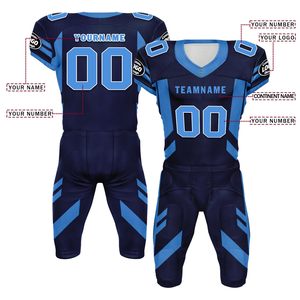 Uniforme de football américain de haute qualité respirant de couleur bleue pour adultes - Qualité supérieure, design tendance - Product Image 2