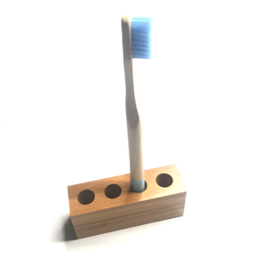 Wooden brush holder <b>Storage</b> Customizable Reusable 2 Holder Hole Crafts Acacia Wood Tooth Brush Holder - Product Image 3