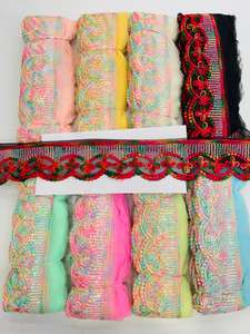 ลูกไม้ปักลายเรยอนแบบขอบหยัก ขนาดกว้าง 12.5 ซม. สำหรับงานแต่งงาน ผ้าออร์แกนซ่า ขายส่ง - Product Image 2