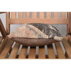 Beige Wool Kantha Patchwork <b>Pillow</b> 12x12 Inch Luxurious Vintage Embroidered Fluffy Print Rustic Throw <b>Pillow</b> for Floor Use - Product Image 5