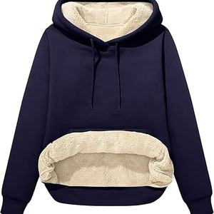 Sudadera Casual sólido manga larga suelta ajuste Tops pulóver mujer Otoño Invierno mujeres sudaderas con capucha cómodo algodón sólidos colores - Product Image 1