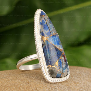 Ensemble de lunettes en argent sterling 925 en vrac en cuivre Lapis Lazuli 10x30mm en forme de billion Cadeau d'anniversaire pour femmes à la mode Fine - Product Image 1