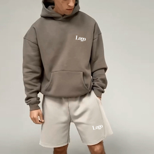 OEM personalizado hombres verano dos piezas conjuntos de manga corta Sudadera con capucha de algodón y conjunto corto para los hombres - Product Image 2