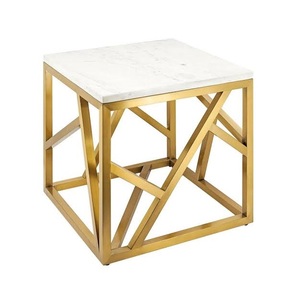 Mesa Auxiliar Minimalista con Marco Metálico y Superficie de Madera Lisa, Ideal para Espacios Compactos y Decoración Contemporánea y Elegante, ¡Uso Diario! - Product Image 4