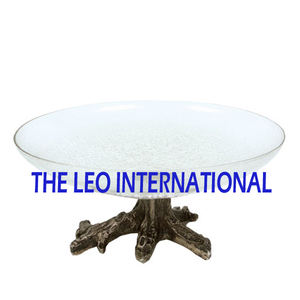 <b>Silver</b> Plated Antler Shape Design Round Decorative <b>Bowl</b> Aluminum Metal Kitchen Ware Table Top Serving <b>Bowl</b> - Product Image 2