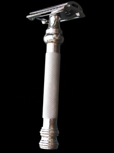 Rasoir de sécurité à double lame argenté pour hommes, pour le rasage du visage et du corps, style perche de barbier - Product Image 2