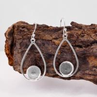 Boucles d'oreilles pendantes en argent sterling faites à la main, 10 mm, forme goutte d'eau, avec sertissage vierge pour cabochon de pierre précieuse, cendres, résine ou lait maternel