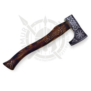 Hache de chasse Viking de qualité industrielle supérieure pour l'extérieur, double lame, manche en bois de rose, logo personnalisé, tête en acier à haute teneur en carbone - Product Image 6