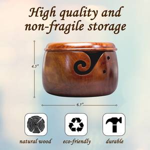 Cuenco de hilo con tapa, soporte grande de hilo hecho a mano para tejer a ganchillo, cuenco con gancho de ganchillo y bolsa de viaje, regalo - Product Image 6