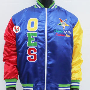 Chaqueta de satén personalizada White Eastern Star Sorority con logotipo bordado OES Winter Crossing Satin Jacket para miembros de la hermandad - Product Image 1