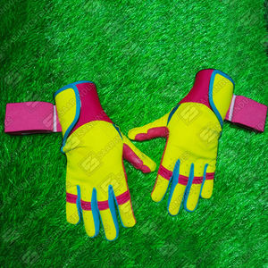 Guantes de Bateo Profesionales de Cuero Suave SAAR INDUSTRIES al por Mayor, Combinación de Colores Amarillo Fluorescente y Rosa, Ambidiestros, Personalizados - Product Image 4