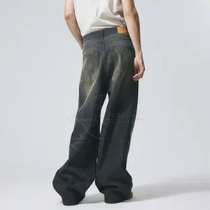 Pantalon baggy en jean acide décontracté pour hommes 2025 avec taille moyenne multi-poches en vente - Product Image 4