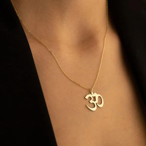 GIVELUCK Shiva símbolo collar Ohm símbolo colgante collar Yoga minimalista Trishakti OM Yoga ornamento collar cadena - Product Image 6